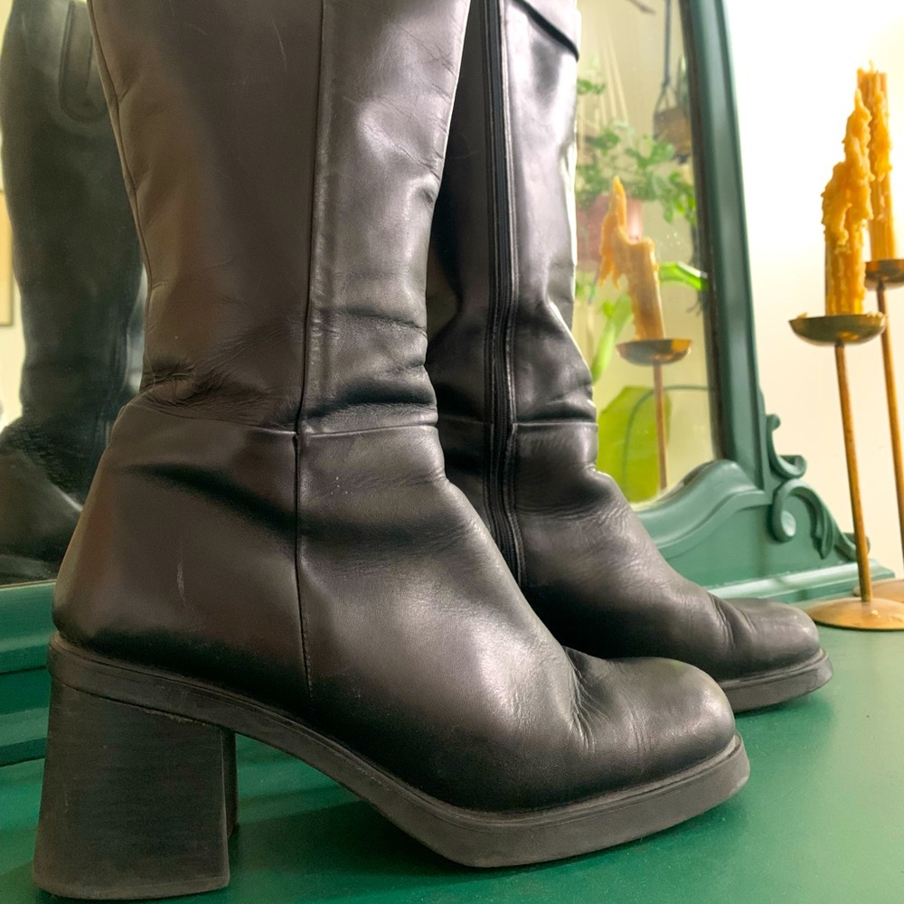90s leather knee high boots